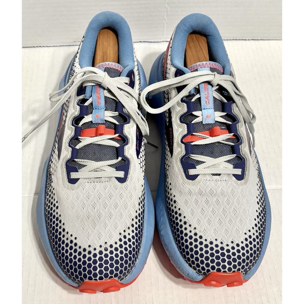 Brooks Womens 11 Caldera 6 Trail Running Walking Shoes Blue Gray Red Hiking